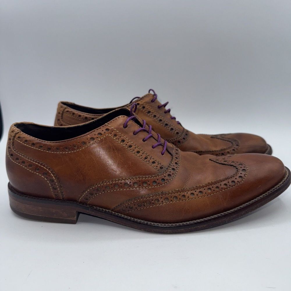 COLE HAAN MEN'S TAN‎ LEATHER AIR WILLIAMS WING II WINGTIP SHOES SZ 8.5 M